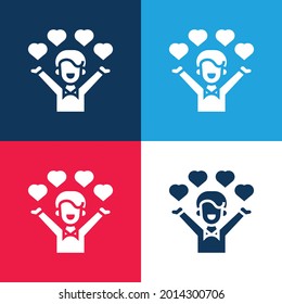 Affection blue and red four color minimal icon set