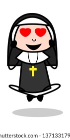 Affection - Cartoon Nun Lady Vector Illustration﻿