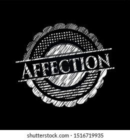 Affection chalkboard emblem written on a blackboard. Vector Illustration. Detailed.