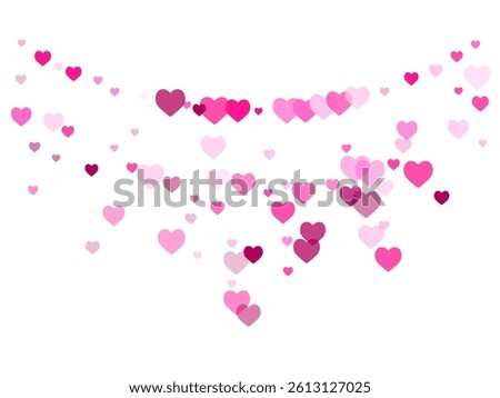Affection concept scattered hearts romantic vector background. Valentine's Day backdrop. Magical pink hearts romance design. Spirited ornament.