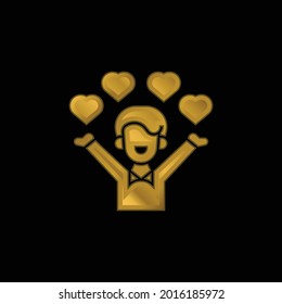 Affection gold plated metalic icon or logo vector