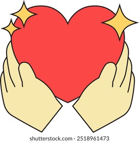 
Affection grows when we care for each other. Two hands holding one heart, symbolizes love that is cared for with trust and togetherness.