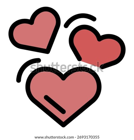 Affection hearts icon. Outline affection hearts vector icon color flat isolated