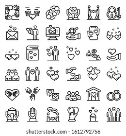 Affection icons set. Outline set of affection vector icons for web design isolated on white background