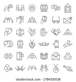 Iconos de afecto establecidos. Conjunto de esquemas de iconos de vector de afecto para el diseño web aislado en fondo blanco