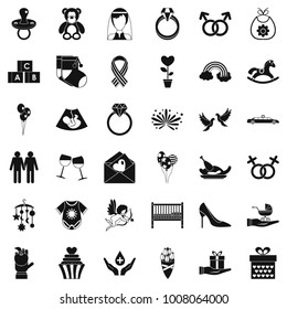 Affection icons set. Simple set of 36 affection vector icons for web isolated on white background