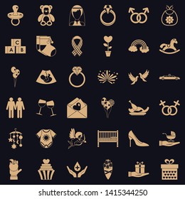 Affection icons set. Simple set of 36 affection vector icons for web for any design