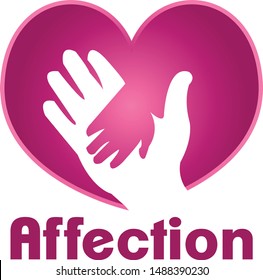 Affection. love. female. humans. kids. care. save. logo. symbol. heand.