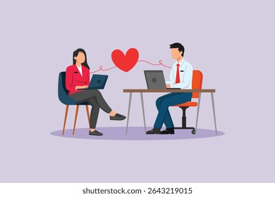 Affection in Office Concept. Colored flat vector illustration isolated