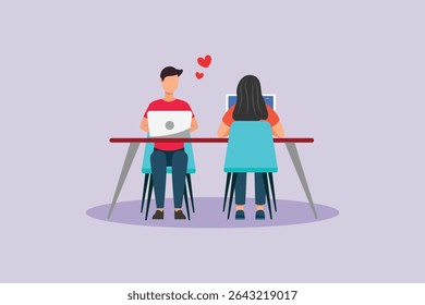 Affection in Office Concept. Colored flat vector illustration isolated