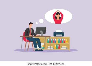 Affection in Office Concept. Colored flat vector illustration isolated