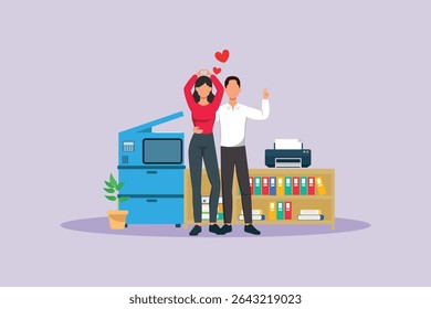 Affection in Office Concept. Colored flat vector illustration isolated