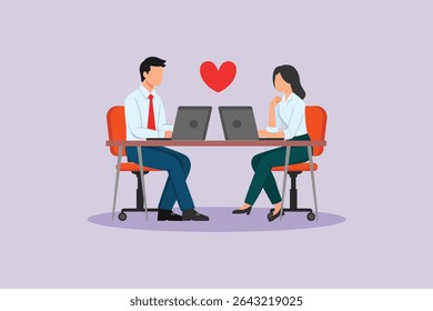 Affection in Office Concept. Colored flat vector illustration isolated