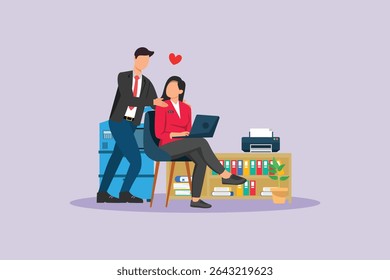Affection in Office Concept. Colored flat vector illustration isolated