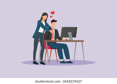 Affection in Office Concept. Colored flat vector illustration isolated