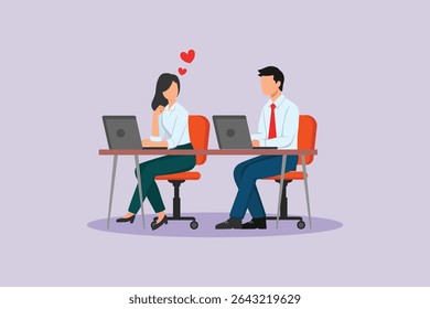 Affection in Office Concept. Colored flat vector illustration isolated
