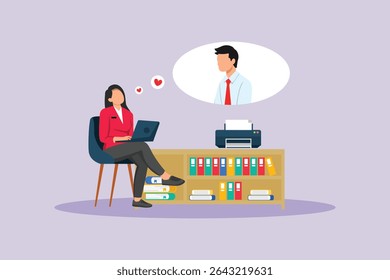 Affection in Office Concept. Colored flat vector illustration isolated