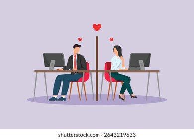 Affection in Office Concept (Afeto no conceito de escritório). Ilustração vetorial plana colorida isolada
