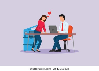 Affection in Office Concept. Colored flat vector illustration isolated