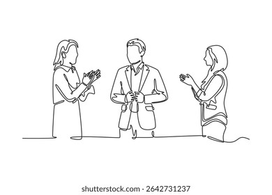Afeto no conceito de escritório. Design de desenho de linha única. Ilustração gráfica vetorial