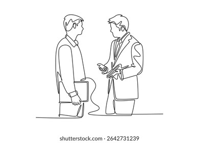 Affection in office concept. Single line draw design. Vector graphic illustration