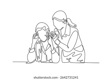Affection in office concept. Single line draw design. Vector graphic illustration
