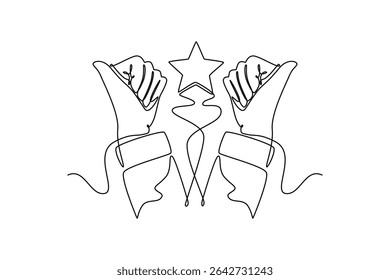 Affection in office concept. Single line draw design. Vector graphic illustration