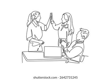 Affection in office concept. Single line draw design. Vector graphic illustration