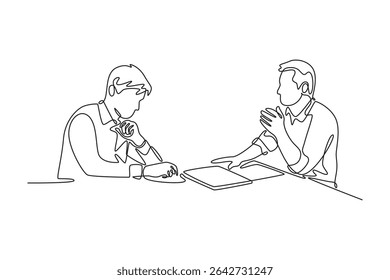 Afeto no conceito de escritório. Design de desenho de linha única. Ilustração gráfica vetorial