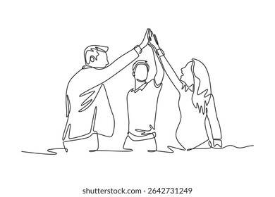 Affection in office concept. Single line draw design. Vector graphic illustration