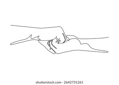 Affection in office concept. Single line draw design. Vector graphic illustration
