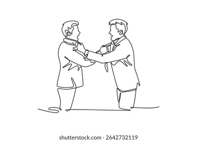 Affection in office concept. Single line draw design. Vector graphic illustration