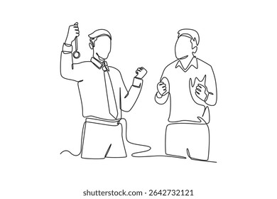 Affection in office concept. Single line draw design. Vector graphic illustration