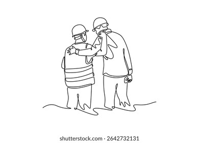 Afeto no conceito de escritório. Design de desenho de linha única. Ilustração gráfica vetorial