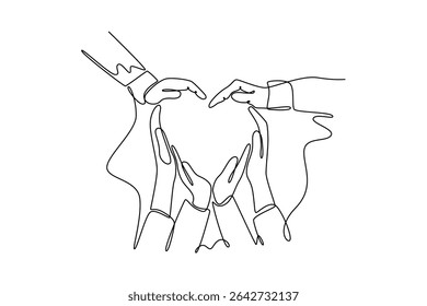 Affection in office concept. Single line draw design. Vector graphic illustration