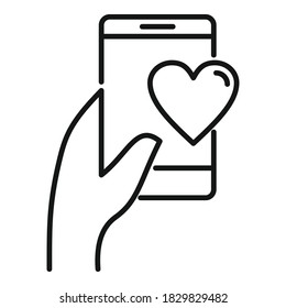 Affection phone sms icon. Outline affection phone sms vector icon for web design isolated on white background