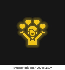 Affection yellow glowing neon icon