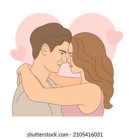 Un novio afectuoso que se mira con su novia enamorada
