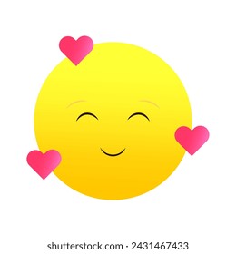 Affectionate emoji with heart eyes. Loving expression. Vector illustration. EPS 10.