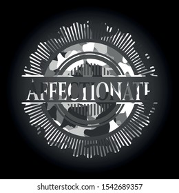 Affectionate grey camouflage emblem. Vector Illustration.