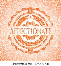 Affectionate orange mosaic emblem with background