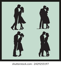 Affectionate silhouette set, couple lover silhouette, Love and relationships silhouette 