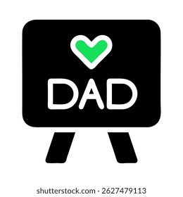 Affectionate tribute to dad, featuring a green heart and bold white text