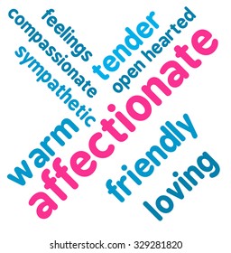 Affectionate word cloud on a white background. 