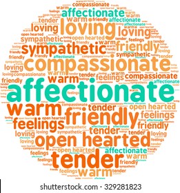 Affectionate word cloud on a white background. 