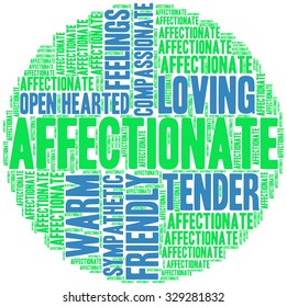 Affectionate word cloud on a white background. 
