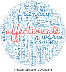 Affectionate word cloud on a white background. 