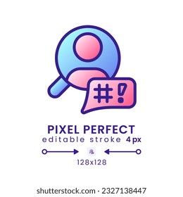 Affective computing gradient fill desktop icon. Machine learning. Consumer neuroscience. Pixel perfect 128x128, outline 4px. Modern colorful linear symbol. Vector isolated editable RGB element