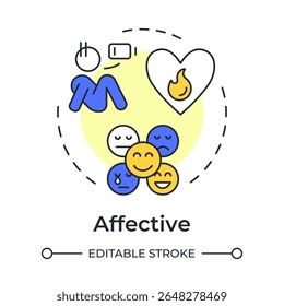 Afectivo icono de concepto multicolor. Sentimiento de empleados, psicología. Síndrome de burnout, agotamiento. Ilustración de línea de forma redonda. Abstractas idea. Diseño gráfico. Fácil de usar en el artículo, post de blog