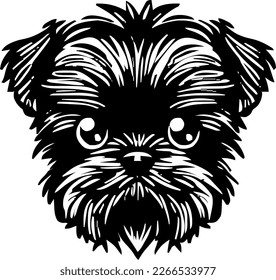 Affenpinscher, dog head, vector illustration, black color, vector image